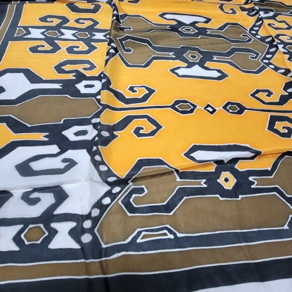 Mustard Yellow Handpainted Square Silk Scarf  - NEW - Picture 7 of 9
